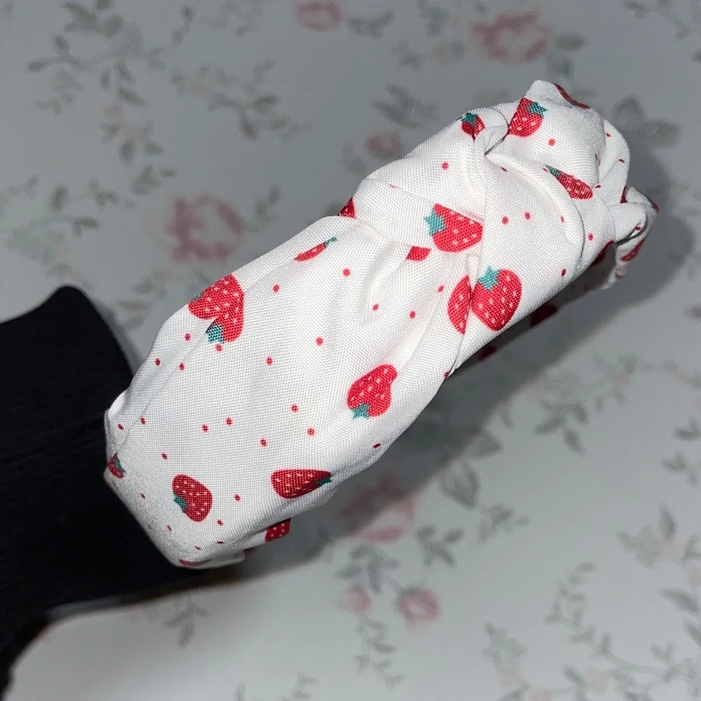 Strawberry Print Headbands - Mint and White NWOT